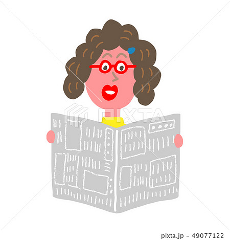 新聞を読む女性 新聞を読む女性 49077122