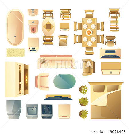 Home furniture and appliances cartoon vector set 49078463