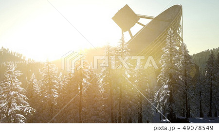The observatory radio telescope in forest at 49078549