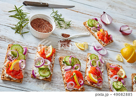 sandwiches with smoked salmon, soft cream cheese sandwiches with smoked salmon, soft cream cheese 49082885