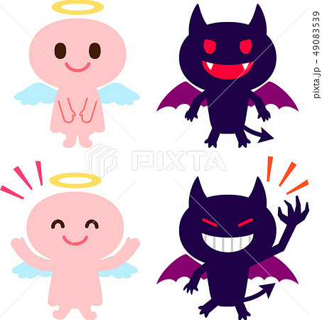 かわいい天使と悪魔のキャラクターのイラスト素材