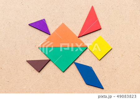 Color tangram in swimming turtle shape Color tangram in swimming turtle shape 49083823