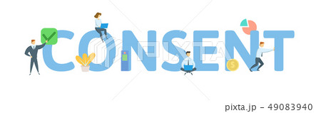 CONSENT. Concept with people, letters and icons. Flat vector illustration. Isolated on white 49083940