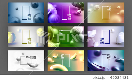 Fluid Abstract Liquid Background Set Vector. Digital Color. Futuristic Banner. Trendy Creative. Wide 49084481