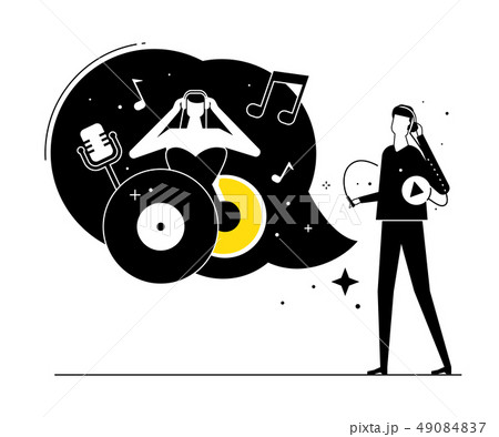 Listening to music - flat design style illustration 49084837