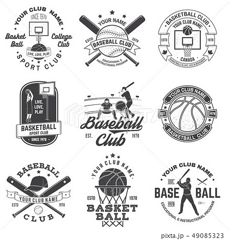 Set of basketball and baseball badge, emblem. Vector. Concept for shirt, print, stamp, apparel or Set of basketball and baseball badge, emblem. Vector. Concept for shirt, print, stamp, apparel or 49085323