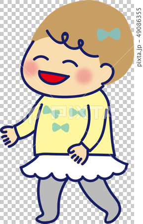 Baby walking alone smiling 49086355