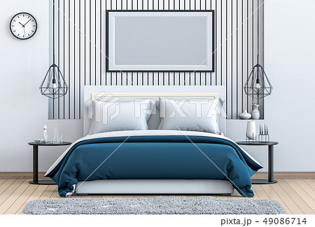 Mockup blank poster of interior bed room Mockup blank poster of interior bed room 49086714