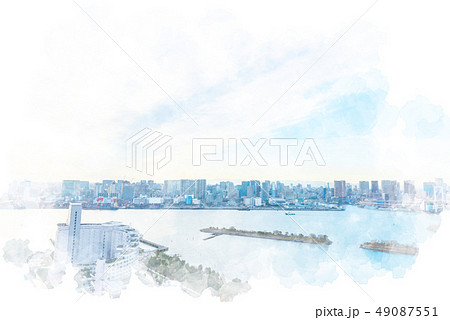お台場から見た都市風景 49087551