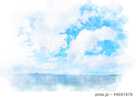 沖縄の海 水彩画風のイラスト素材