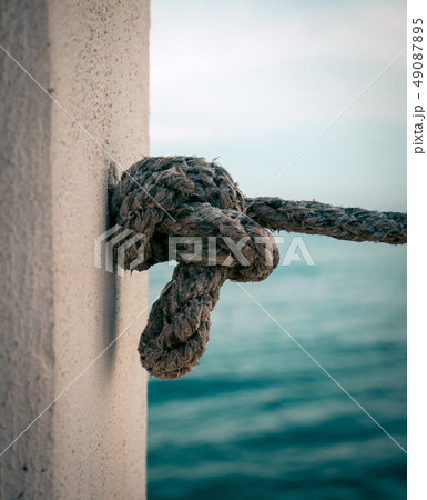 Marine rope knot closeup 49087895