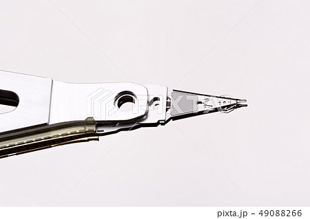 Read - write head - detail of hard disk drive hdd. Stacked photo. 49088266
