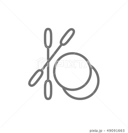 Ears stick, cotton swabs and pads line icon. Ears stick, cotton swabs and pads line icon. 49091663