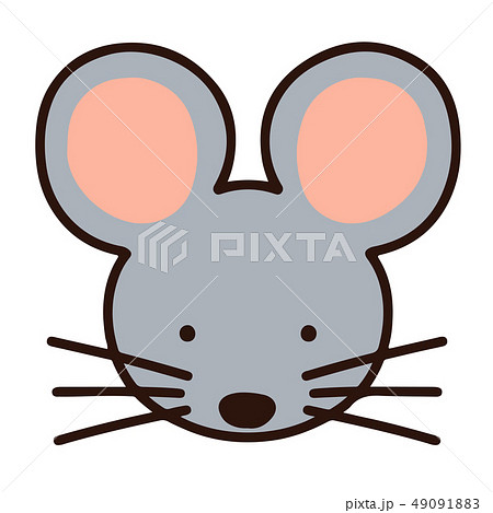 シンプルで可愛い灰色のネズミのイラスト 主線ありのイラスト素材
