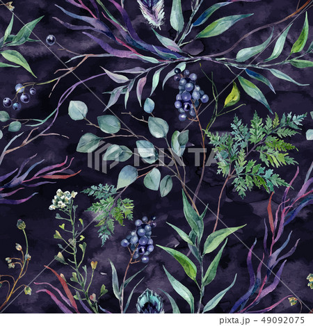 Watercolor Botanical Greneery Pattern 49092075