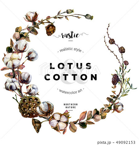 Watercolor Cotton Wreath 49092153