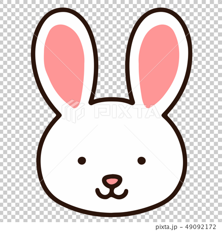 可愛和簡單的微笑白兔子與一條主線的插圖 49092172