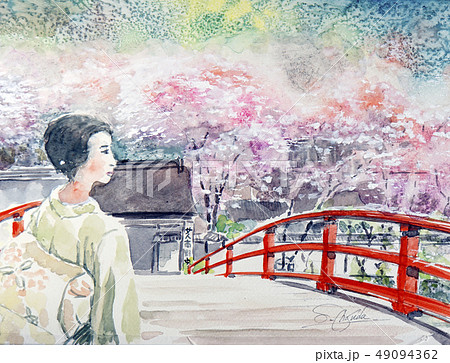 室生寺 女人高野 桜 女性 一人 参拝のイラスト素材 49094362 Pixta