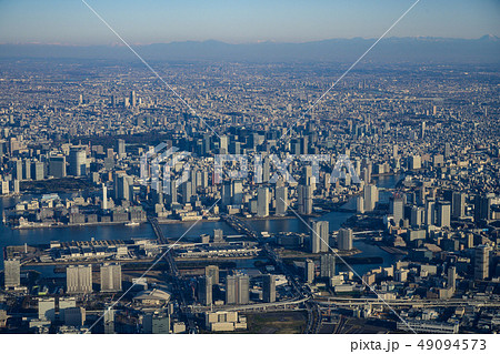 上空から見た東京都心の写真素材
