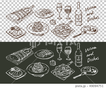 Food hand-painted to match wine 49094751