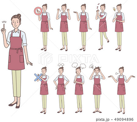 エプロン姿の女性　いろいろ 49094896