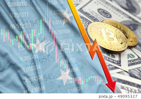 Micronesia flag and cryptocurrency falling trend 49095327
