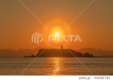 夕日珍景(花粉光輪と江の島) 夕日珍景(花粉光輪と江の島) 49096783