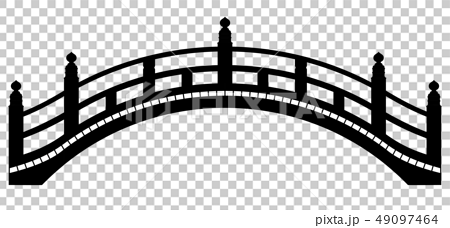Arch Bridge Japanese Garden Stock Illustration