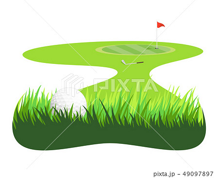 Golf Ball In Rough Grass And Greenのイラスト素材