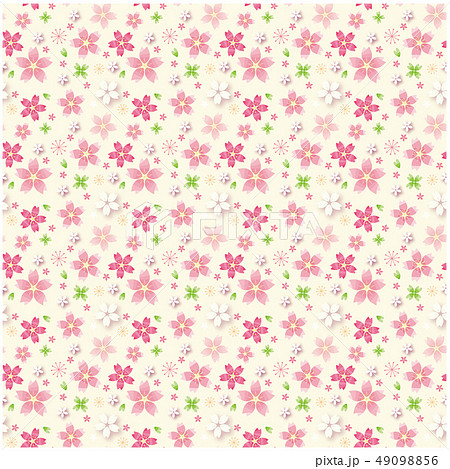 桜のパターン柄 背景 薄黄色 49098856