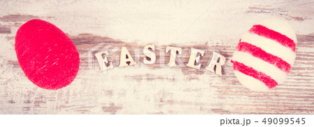 Colorful eggs with inscription Easter Colorful eggs with inscription Easter 49099545