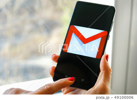 hand check emails Gmail app by Google on 49100006