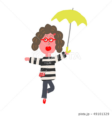 傘を持つ女性のイラスト素材