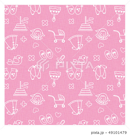 ベビー 白線画パターン柄 ピンク ベビー 白線画パターン柄 ピンク 49101479