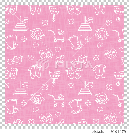 ベビー 白線画パターン柄 ピンク ベビー 白線画パターン柄 ピンク 49101479