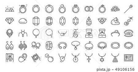 50 Jewelry line icon set. 50 Jewelry line icon set. 49106156