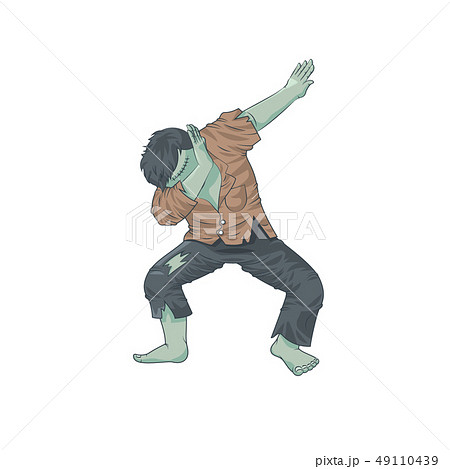 Green Monster Dead Man Character Dancing Dab Stepのイラスト素材
