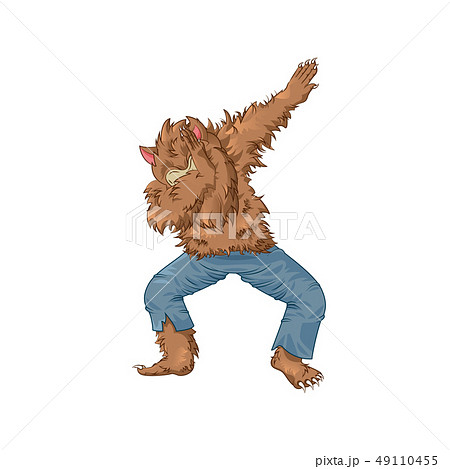 Werewolf Wolfman Character Dancing Dab Stepのイラスト素材