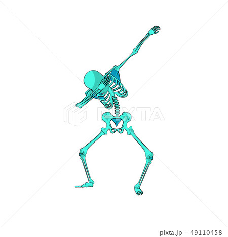 Green Skeleton Character Dancing Dab Stepのイラスト素材