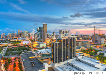 Miami, Florida, USA aerial skyline at dusk. Miami, Florida, USA aerial skyline at dusk. 49110684