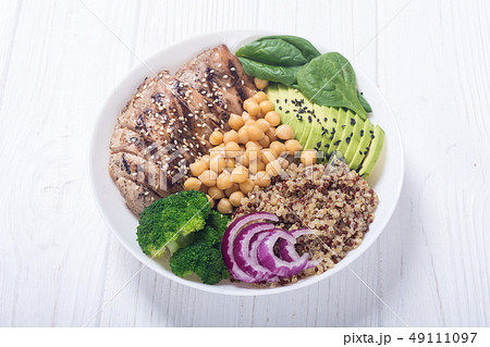 Buddha bowl with broccoli , quinoa , grilled Buddha bowl with broccoli , quinoa , grilled 49111097