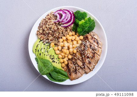 Buddha bowl with broccoli , quinoa , grilled Buddha bowl with broccoli , quinoa , grilled 49111098