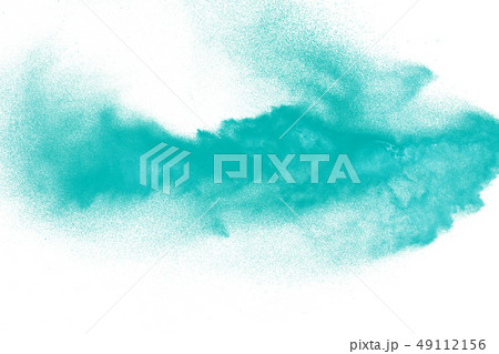 Green dust particles explosion on white background Green dust particles explosion on white background 49112156