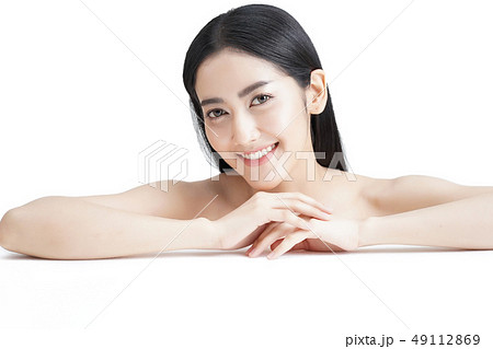 Beautiful asian girl with beautiful makeup. She has her arms on 49112869