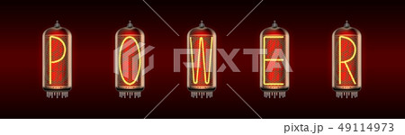 POWER word on retro-styled nixie tube indicator 49114973