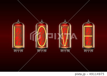 LOVE word on retro-styled nixie tube indicator 49114975
