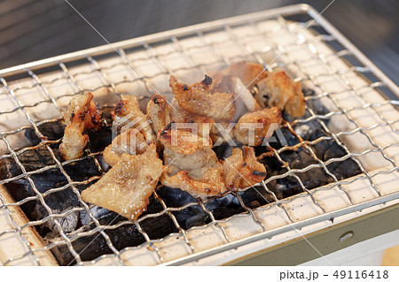焼鳥_おひとりさまの炭火焼き（炭焼き・網焼き・七輪・一人・宅飲み・バーベキュー・BBQ・炭・ヤキトリ 49116418