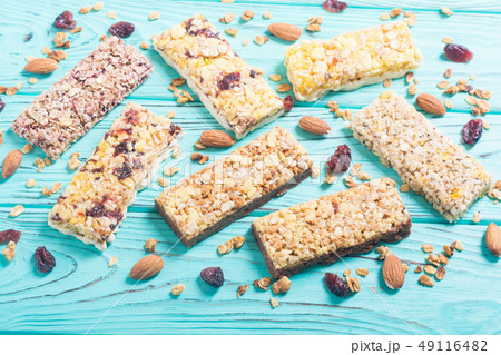 Healthy homemade snacks breakfast . Granola bars 49116482