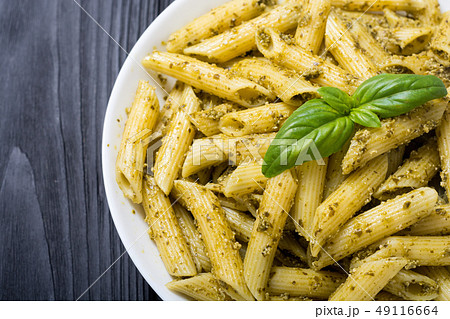 Italian penne pasta with sauce pesto Italian penne pasta with sauce pesto 49116664
