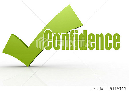Confidence word with green checkmark Confidence word with green checkmark 49119566